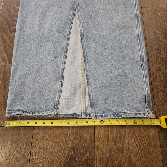 Mango MNG Women's Medium Wash Slit Denim Straight Maxi Skirt Timeless Size S - Picture 10 of 16